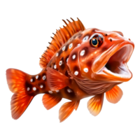 Vibrant orange fish with distinctive spots and open mouth underwater png