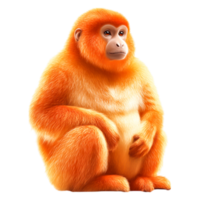 Orange Monkey Sitting in a Relaxed Pose with Expressive Features png