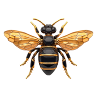 Realistic 3D Rendering of a Colorful Honeybee with Detailed Wings png