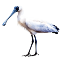 Elegant White Bird Standing Tall with Long Bill and Black Legs png