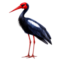 Elegant Black and Red Bird Standing Tall with Long Legs png