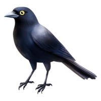Realistic Illustration of a Black Bird with Sharp Features and Eye png