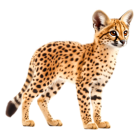 Adorable Serval Cat with Distinctive Spots and Alert Expression png
