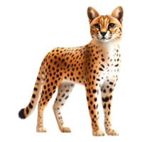 Realistic Illustration of a Serval Cat with Distinctive Spot Patterns png