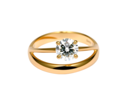 dorado compromiso anillo con diamante aislado en transparente antecedentes png