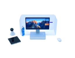 Realistic computer monitor and laptop isolated on transparent background png