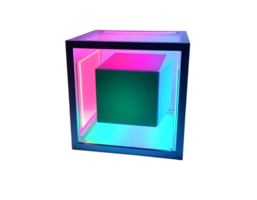 3d render of a colorful glass cube isolated on a transparent background png