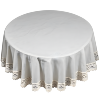 Round table with white cloth isolated on transparent background png