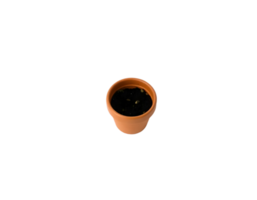 Top view of clay pot with black coffee isolated on transparent background png