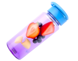 Sport bottle with strawberries and olives isolated on transparent background png