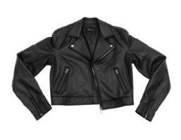 Black leather jacket isolated on transparent background png