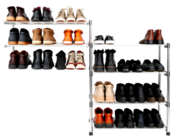 Set of different shoes on shelf isolated on transparent background png
