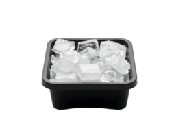Ice cubes in plastic box isolated on transparent background png