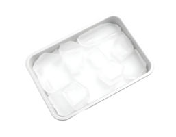 Ice cubes in plastic container isolated on transparent background png