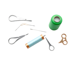 Set of sewing tools and accessories isolated on transparent background png