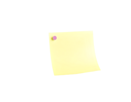 Yellow sticky note with push pin on transparent background png