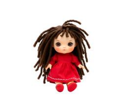 Cute doll with afro dreadlocks isolated on transparent background png