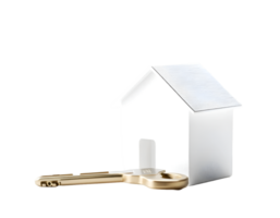 Real estate concept with key and house isolated on transparent background png