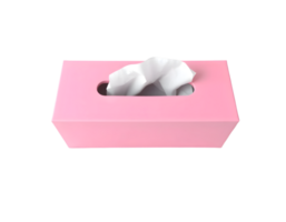 Open pink box with paper tissues isolated on transparent background png