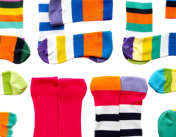 Set of colorful socks isolated on transparent background png
