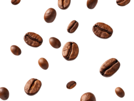 Fresh coffee beans falling against transparency background, creating dynamic scene png