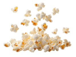 Freshly popped popcorn flying in air, creating fun and playful scene png