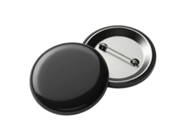 round black button badge with metal backing and pin. Ideal for customization and personal expression png