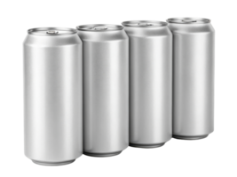 Sleek silver aluminum cans lined up, perfect for beverages or packaging png