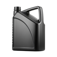 Black plastic container with handle for liquid storage, ideal for oil png