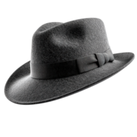 Stylish black fedora hat with smooth texture and elegant design png
