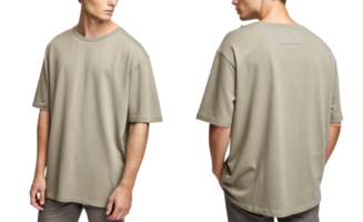 This is plain, oversized men t shirt in neutral color, showcasing simple design from multiple angles png