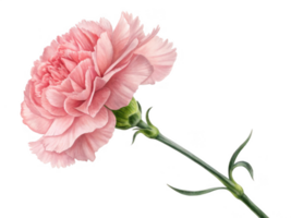 Pink carnation flower isolated on transparency background, showcasing its delicate petals and vibrant color png