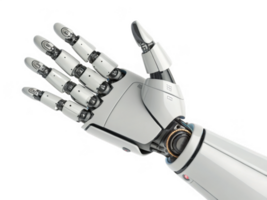 robotic hand with articulated fingers and advanced technology, isolated transparency background, showcases innovation and png