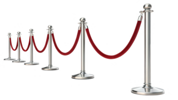 set of red carpets with stanchions isolated on transparency background, creating elegant atmosphere png