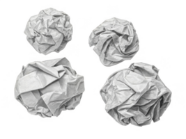 Crumpled paper balls isolated on transparency background, showcasing texture and form png