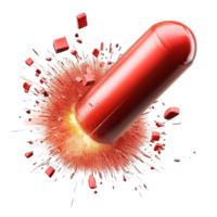 Red Capsule Pill Bursting with Energy png