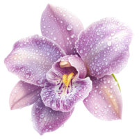 Light Lavender Orchid with Water Droplets png