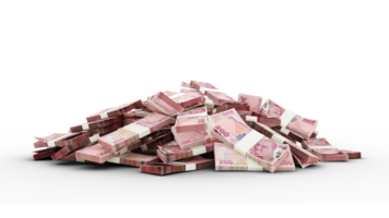 3D rendering of stacks of 200 Turkish Lira notes isolated png