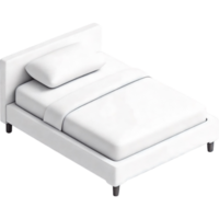 Three Dimensional Render of Simple White Bed Top Down View png