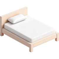 Three Dimensional Render of Simple White Bed png