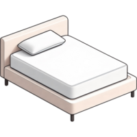Three Dimensional Render of Simple White Bed with Light Wood Frame png