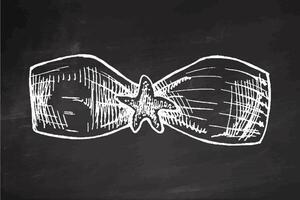 Hand drawn sketch of bandeau bikini top with starfish detail in monochrome vintage style on chalkboard background vector