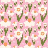 Spring seamless pattern with daffodil flowers vector