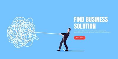 Unravel business chaos process tangle difficult problem mess business concept vector