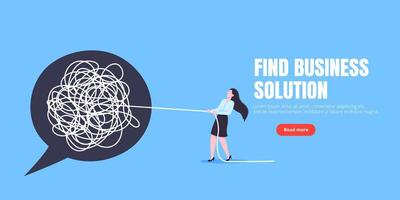 Unravel business chaos process tangle difficult problem mess business concept illustration. vector