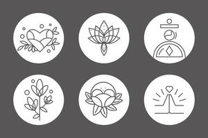 Bohemian linear logos, icons and symbols with sun, moon, flowers, heart design templates, geometric abstract elements. vector