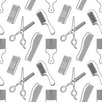 Seamless pattern with hairdresser tools. Barber shop tools pattern. Scissors, razors, combs. Background. vector