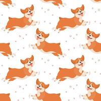 Seamless pattern with cute funny corgi dogs on a white background. Print, children's textiles vector