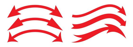 Red Arrow icon on white background. For web site design, logo, app. Curved arrow sign. vector