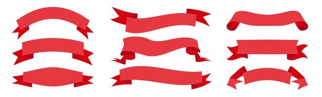 Red ribbon banner set. Ribbon for text, price tag, sale and advertising label, discount.red ribbons set of flat design elements vector